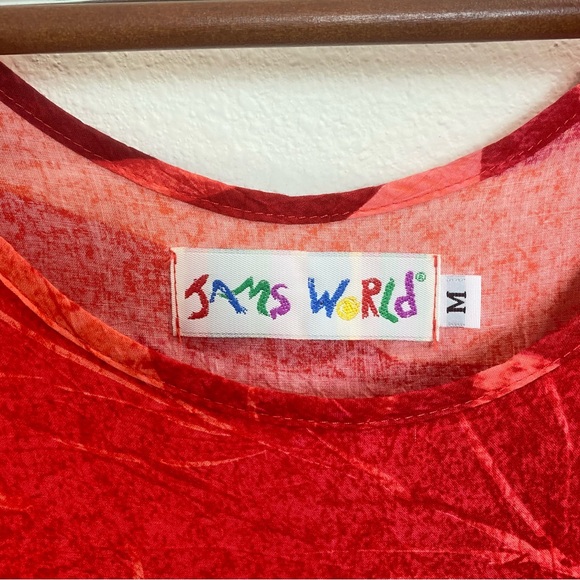 Jams World Janice Midi Dress in Spice Flower Medium Red Pink Made in Hawaii - Picture 3 of 9